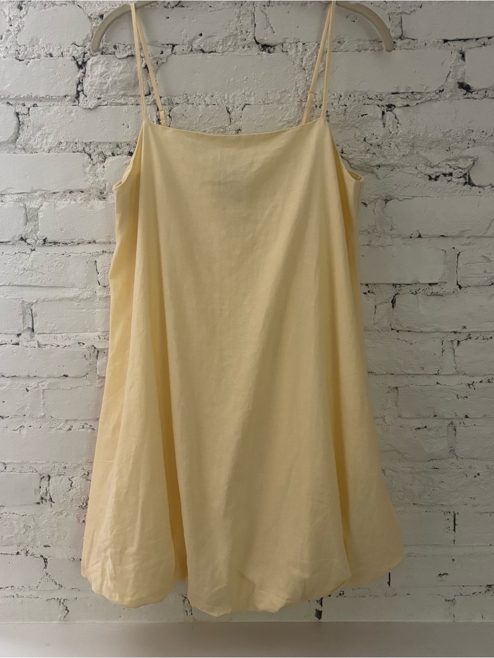 GAP Butter Yellow Linen Blend Bubble Hem Mini Dress S NWT - Picture 2 of 10